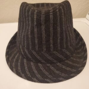 GEORGE Fedora - Black with spotted white stipes - Lg/Xl